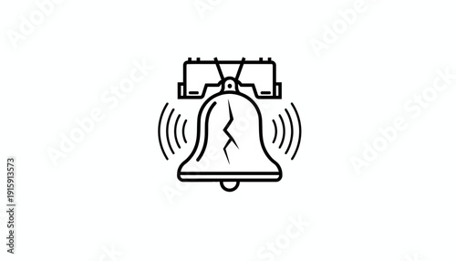 Cracked Bell Icon Ringing, Symbol of Alarm, Warning, or Urgent Message