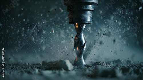 Wallpaper Mural Industrial Impact Drill Boring Hole into Concrete Wall with Dust Video. Torontodigital.ca