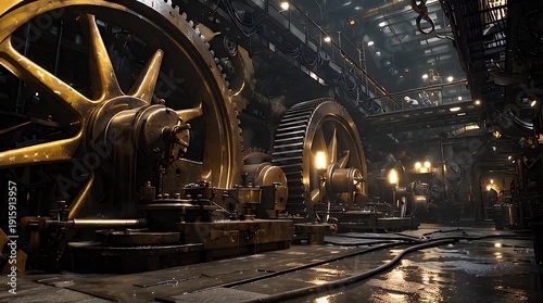 Wallpaper Mural Massive Steel Gears Rotating in Heavy Industrial Machinery Video. Torontodigital.ca