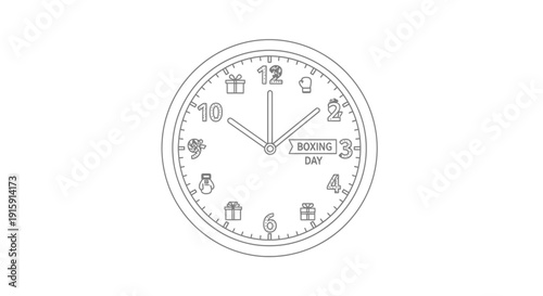 Boxing Day Clock with Gifts and Boxing Gloves Icons