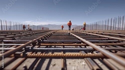 Wallpaper Mural Abstract Perspective of Symmetrical Steel Rebar Construction Grid Video. Torontodigital.ca