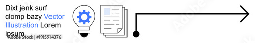 Business process, automation, workflow optimization, digital workflow, productivity, innovation. Lightbulb with gear, documents and arrow. Workflow automation and business process concept