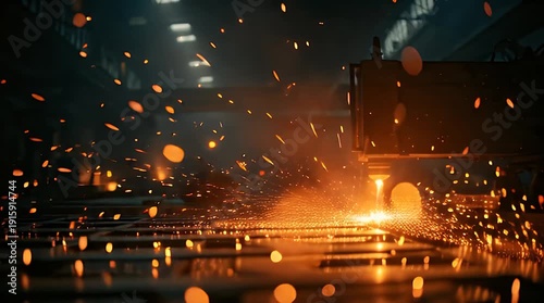 Wallpaper Mural Industrial Laser Machine Cutting Steel Sheet with Sparks Video. Torontodigital.ca