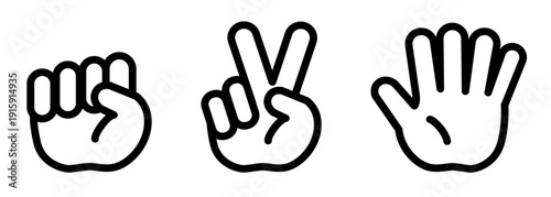 グー・チョキ・パー じゃんけんハンドサインアイコンセット
