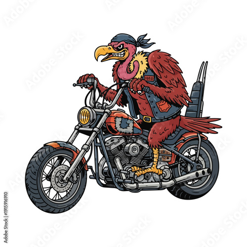 Bird Rider on Motorcycle