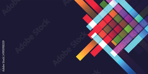 Abstract colorful intersecting lines on dark background.