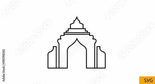 Archway Landmark Icon Outline - Asian Traditional Architecture
