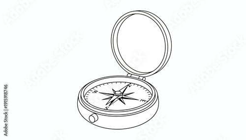 Vintage Compass Illustration, Nautical Navigation Tool, Exploration and Adventure Concept