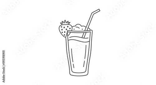 Strawberry Smoothie Outline Icon