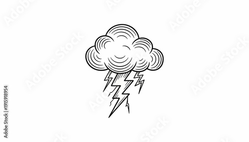 Storm cloud with lightning bolts, graphic illustration, weather concept