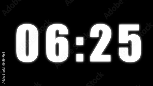 7 minute countdown timer. 7 minute stopwatch , analog neon clock icon animation .