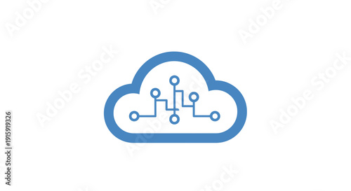 Cloud Computing Technology Icon - Digital Network Symbol