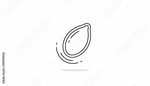 Simple Outline Icon of a Seed, Isolated on White Background