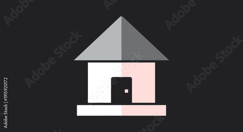 Minimalist House Icon: Simple Home Symbol on Dark Background