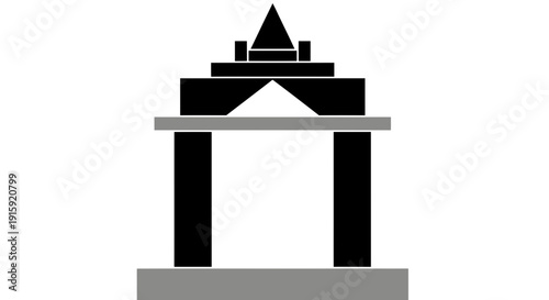 Minimalist Black and Gray Asian Temple Archway Gateway Entrance Icon
