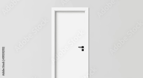 Modern White Interior Door with Black Handle - Minimalist Design