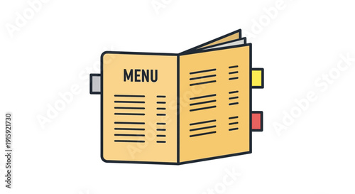 Restaurant Menu Book Icon - Flat Design Style