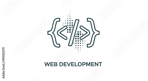 Web Development Icon: Code Brackets, Forward Slash, and Dots