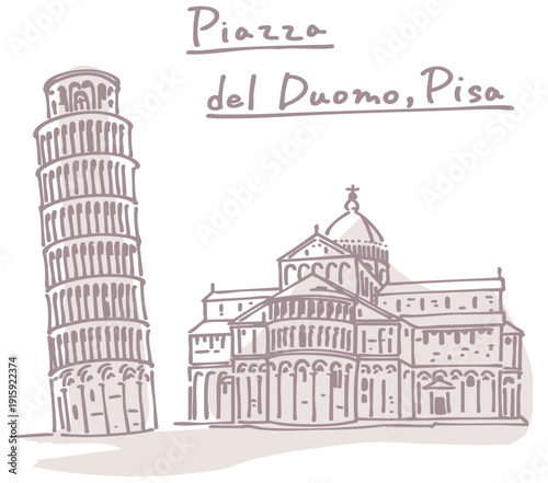 ピサのデュオモ広場 ピサの斜塔 ピサ大聖堂 イタリア トスカーナ