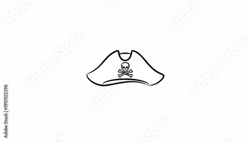 Pirate Hat Skull Crossbones Icon Vector Illustration