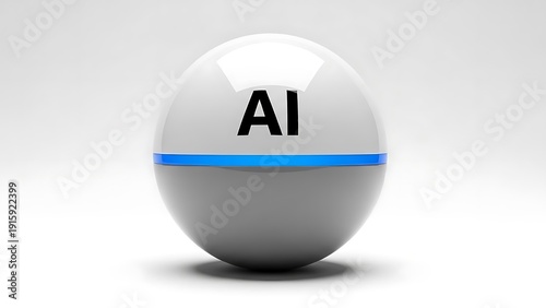 Free Download Grey sphere with blue stripe and AI text on white background  technology concept - GFXLoad