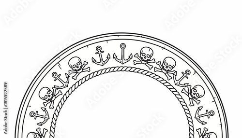 Nautical Border with Skulls and Anchors - Pirate Theme