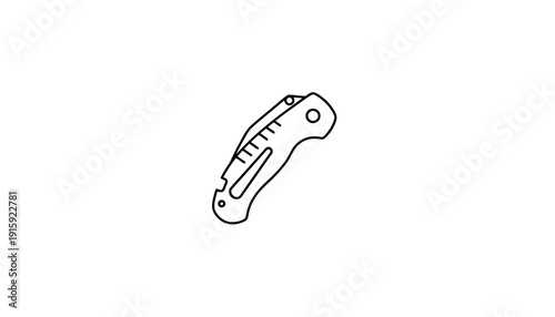 Minimalist Line Art Icon of a Folding Pocket Knife with Tools