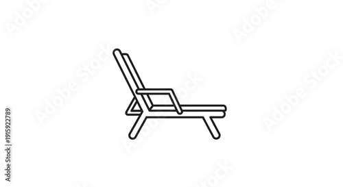 Minimalist Line Art Icon of a Lounge Chair on White Background