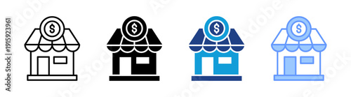 Shop icon set multiple style collection