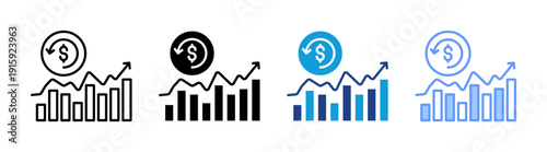 Return On Investment icon set multiple style collection