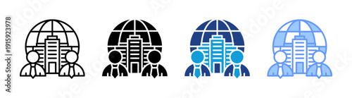 International Business icon set multiple style collection
