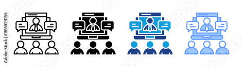 Online Training icon set multiple style collection