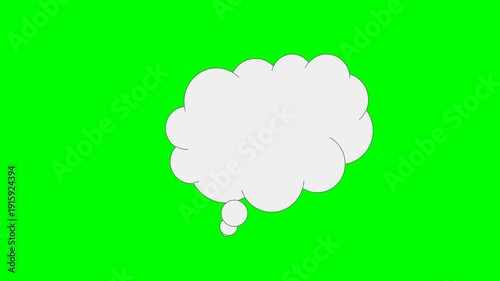 White Cartoon Thought Bubble Icon Isolated on Green Screen