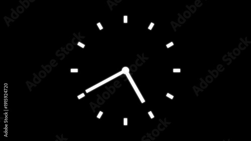Clock icon flat style 24 hours day fast speed with moving timer clock rotation. Clock spinning, watch animation on transparent background with alpha channel.