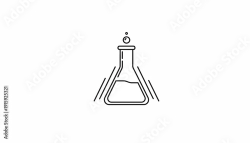 Chemistry flask with bubbling liquid, science experiment icon, laboratory research symbol
