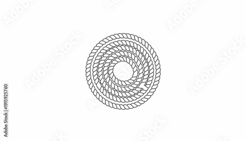 Circular Rope Coil Vector Graphic, Nautical Marine Knot Design, Abstract Swirl Pattern