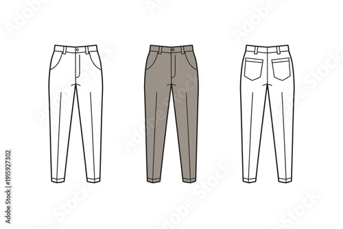 Pants vector illustration of three different colored jeans designs