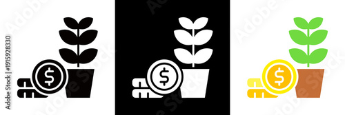 Investment Icon Set Glyph vector Illustration 