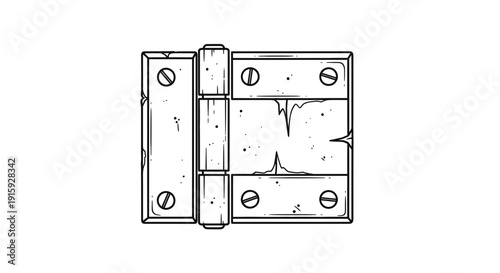 Vintage Metal Door Hinge, Old Rusty Hardware, Rustic Iron Fixture