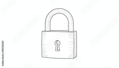 Vintage Padlock Sketch - Security, Privacy, and Protection Concept