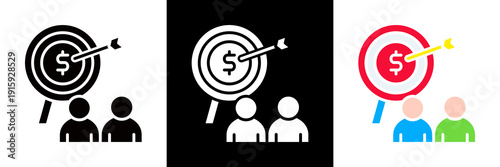 Target Market Icon Set Glyph vector Illustration 