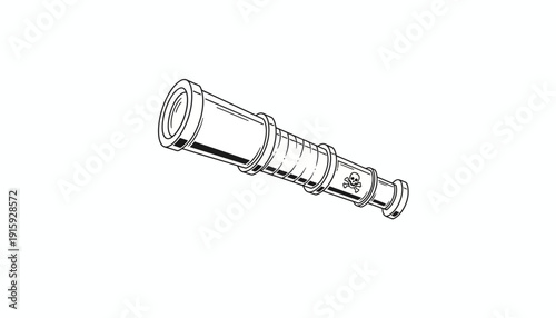 Vintage Telescope Icon, Nautical Spyglass, Explorer Tool, Isolated Vector Illustration