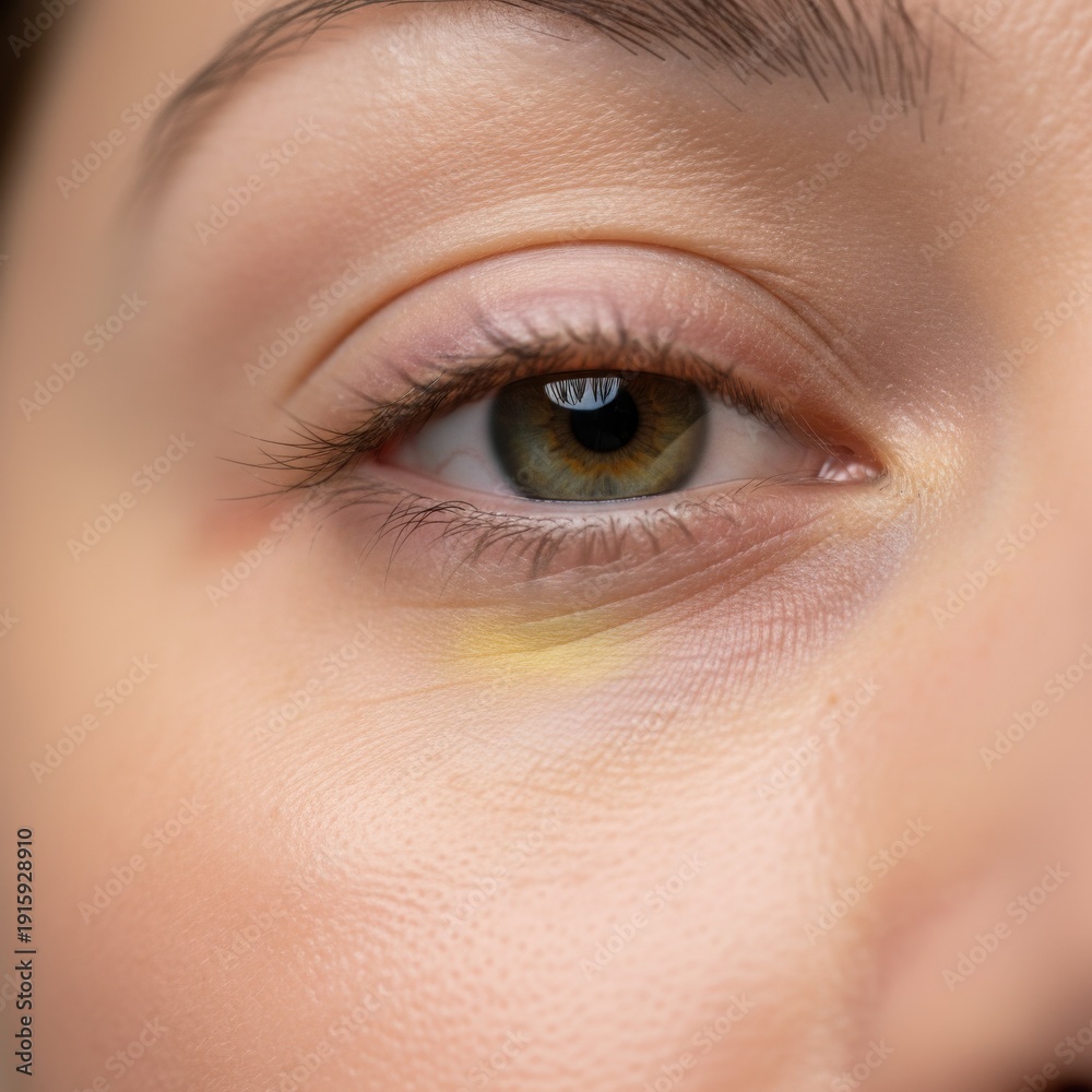Obraz premium Yellow bruise under eye from cosmetic filler treatment