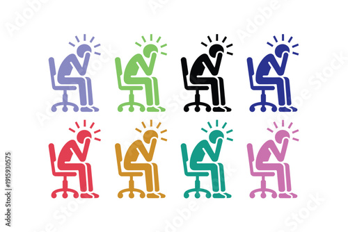 Office worker sitting in chair with back pain vector illustration
