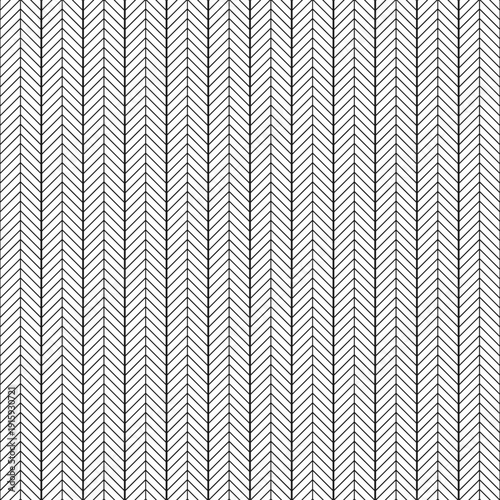 Elegant and simple seamless herringbone pattern with thin black lines on a white background. A versatile geometric texture suitable for architectural background