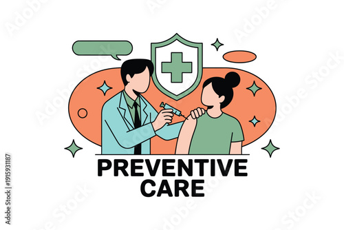Doctor giving vaccine to patient in preventive care illustration