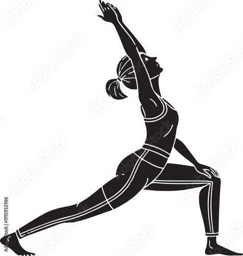 Fitness Wellness Woman Practicing Yoga Pose Silhouette Minimal Black Vector Isolated Design for Healthy Lifestyle Balance and Mindfulness