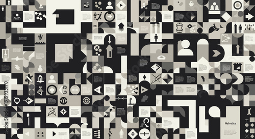 Abstract Geometric Pattern with Icons: Business, Technology, and Data Visualization