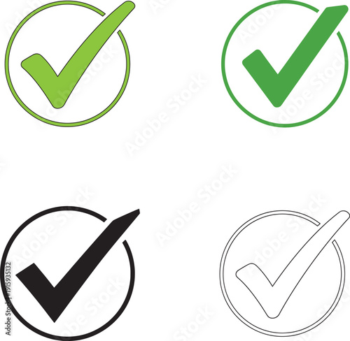 Collection of checkmark icons in various colors and styles