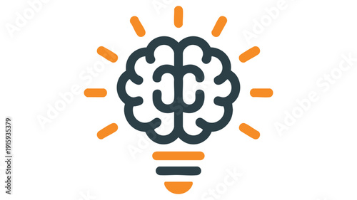 Creative thinking symbolized by a brain inside a glowing light bulb